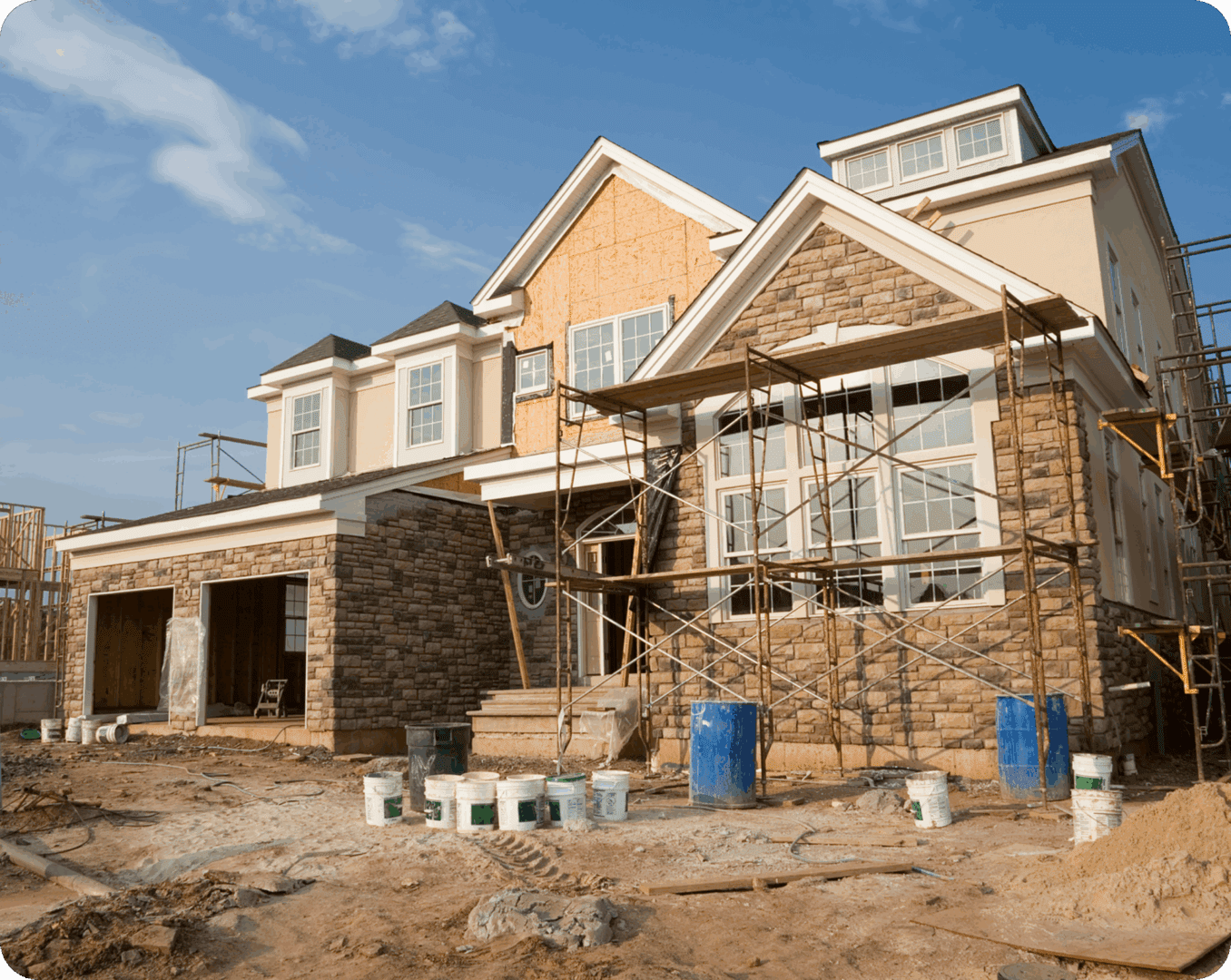 New stone house being built